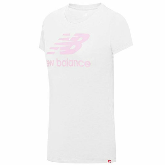 Dames-T-Shirt met Korte Mouwen New Balance Essentials Stacked Wit