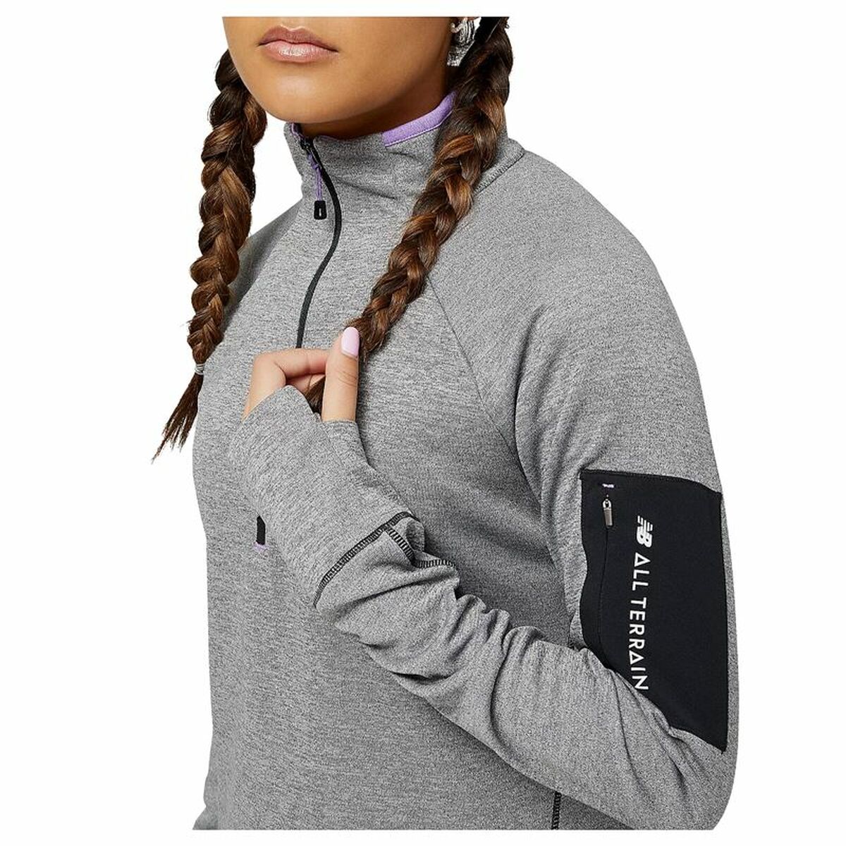 Damessweater zonder Capuchon New Balance Impact Run AT Grijs