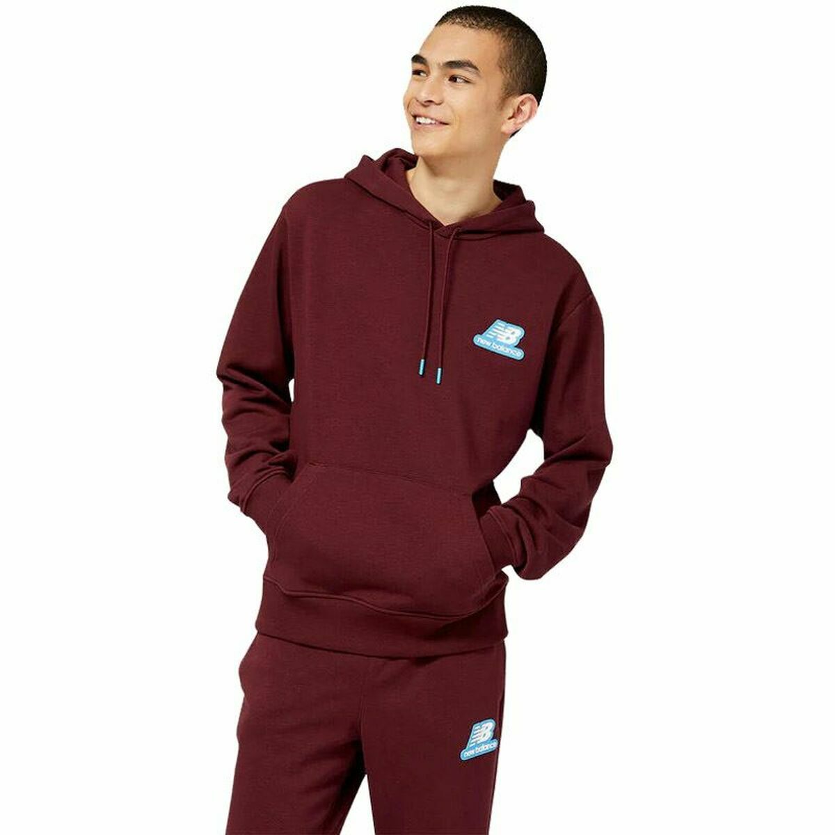 Herenhoodie New Balance Essentials Stacked Rubber Kastanjebruin