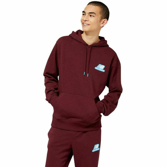 Herenhoodie New Balance Essentials Stacked Rubber Kastanjebruin