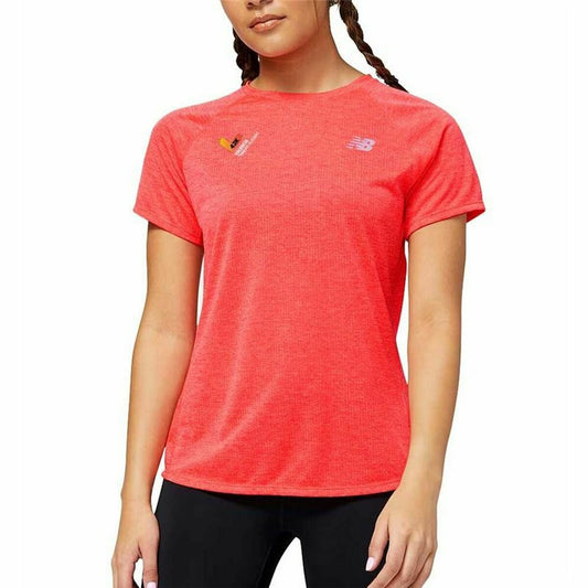 Dames-T-Shirt met Korte Mouwen New Balance Impact Run Oranje