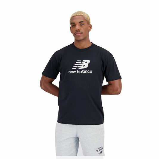 Heren-T-Shirt met Korte Mouwen New Balance Essentials Stacked Logo Zwart