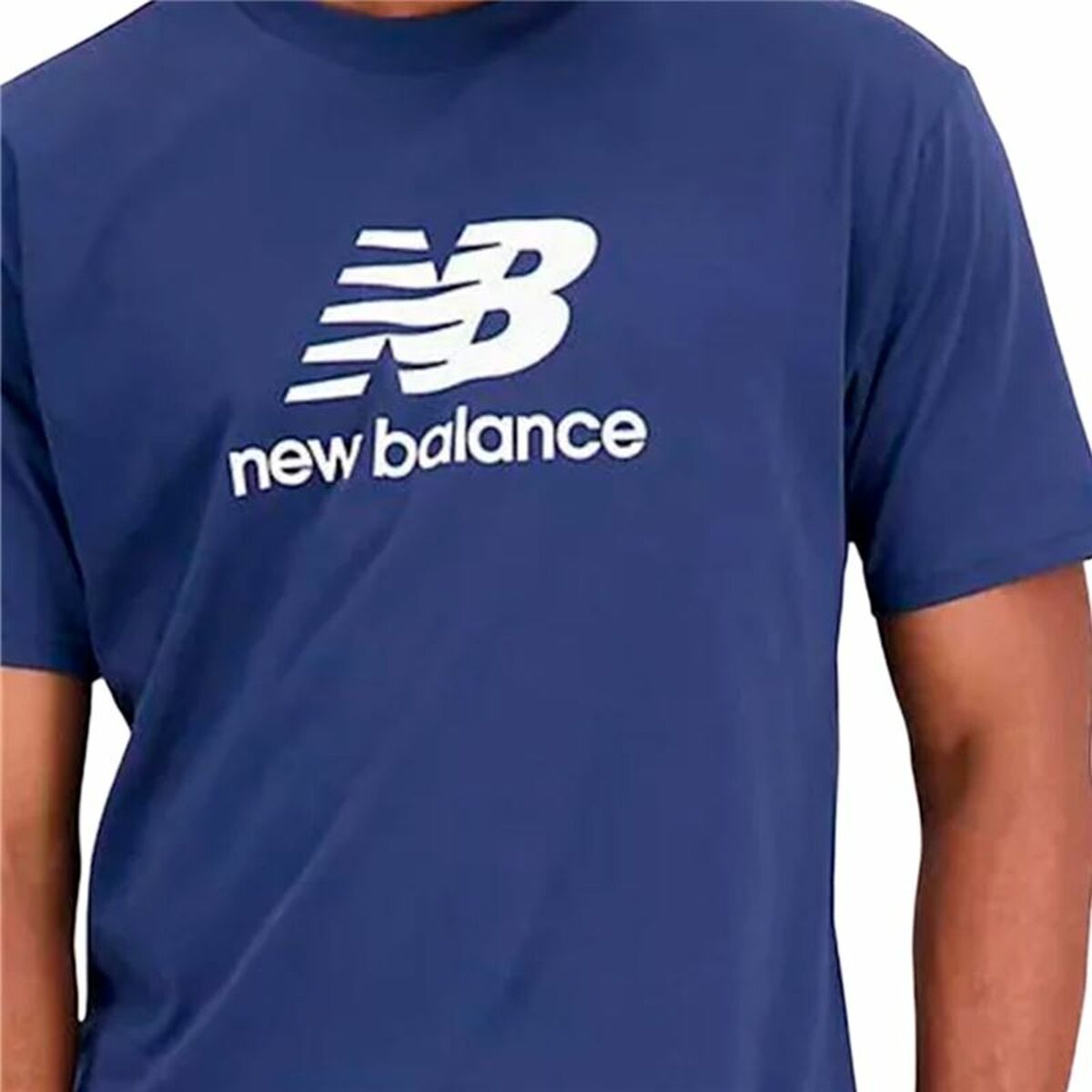 Heren-T-Shirt met Korte Mouwen New Balance Essentials Stacked Logo Blauw