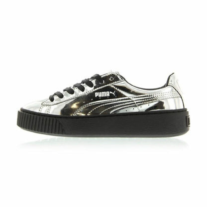 Sportschoenen voor Dames Puma Basket Platform Metallic  Lichtgrijs