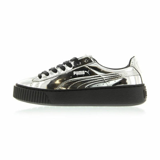 Sportschoenen voor Dames Puma Basket Platform Metallic  Lichtgrijs