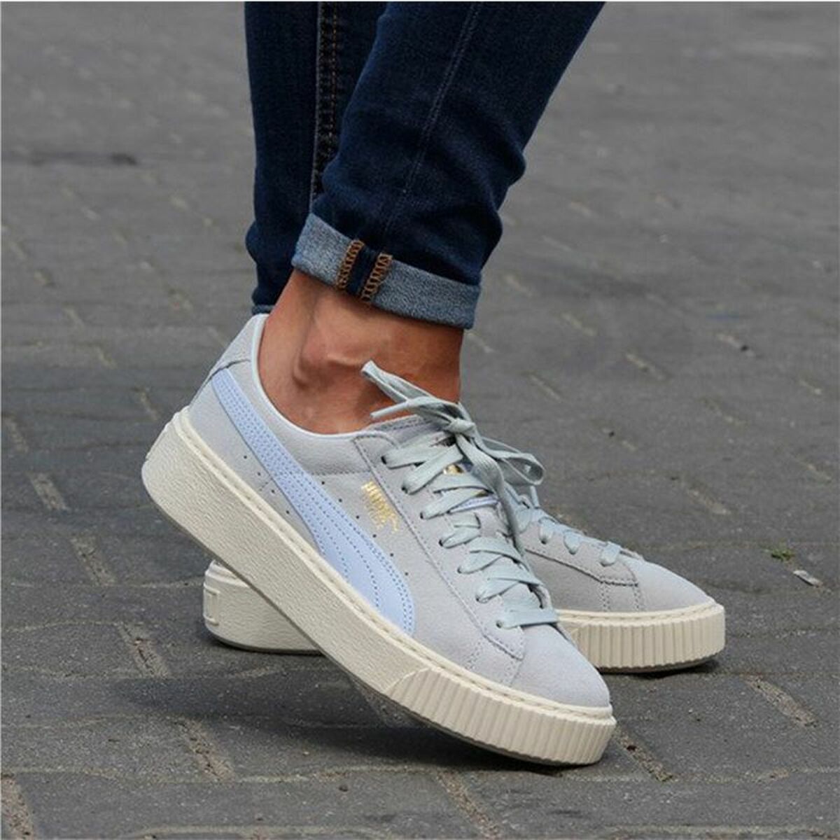 Sportschoenen voor Dames Puma Suede Platform Lichtgrijs