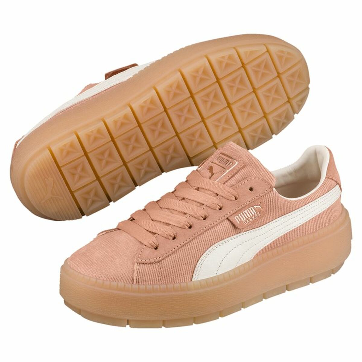 Dames casual sneakers Puma Platform Trace Corduroy Oranje
