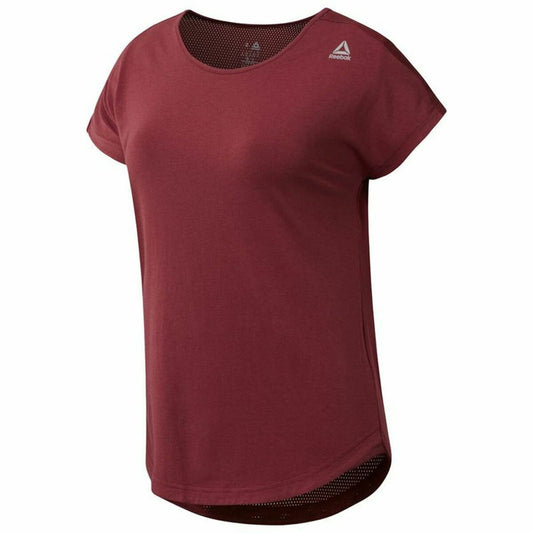 Dames-T-Shirt met Korte Mouwen Reebok Work Mesh Donkerrood