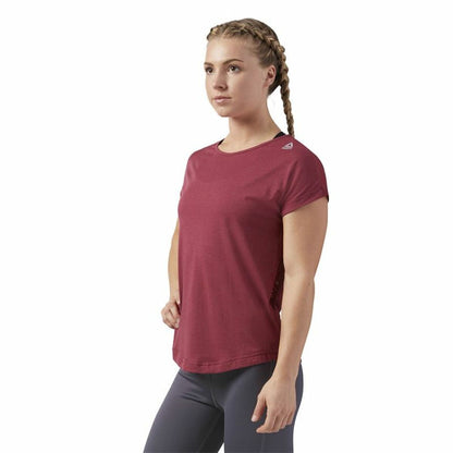 Dames-T-Shirt met Korte Mouwen Reebok Work Mesh Donkerrood