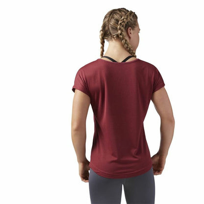 Dames-T-Shirt met Korte Mouwen Reebok Work Mesh Donkerrood