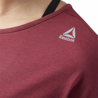 Dames-T-Shirt met Korte Mouwen Reebok Work Mesh Donkerrood