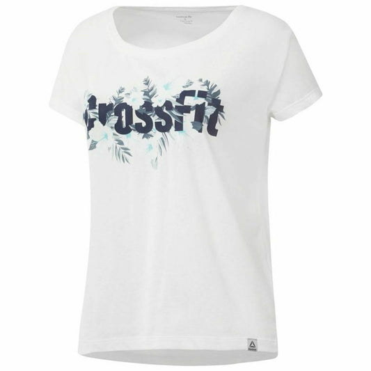 Dames-T-Shirt met Korte Mouwen Reebok Floral Easy Crossfit Wit