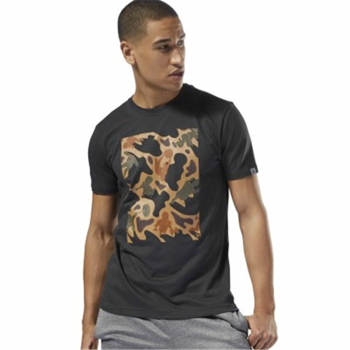 Heren-T-Shirt met Korte Mouwen Reebok Sportswear Training Camouflage Zwart