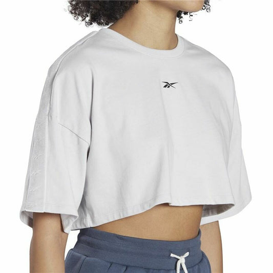 Dames-T-Shirt met Korte Mouwen Reebok Fitness Crop Vector Velour Lichtgrijs