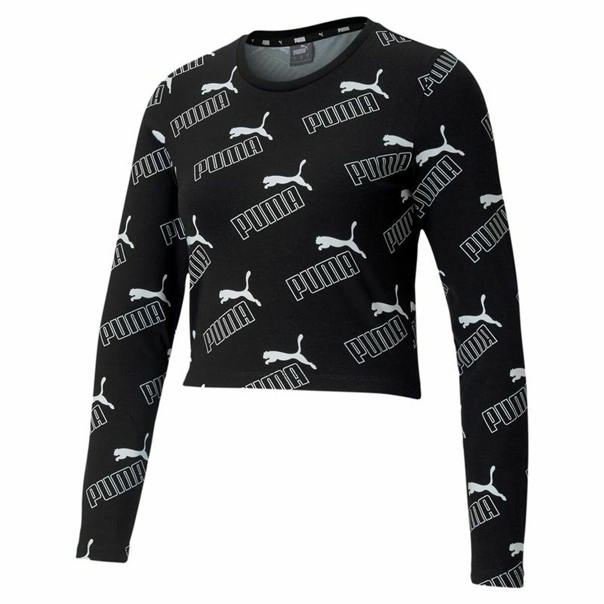 Dames-T-Shirt met Korte Mouwen Puma Amplified AOP LS Fitted  Zwart