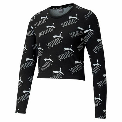 Dames-T-Shirt met Korte Mouwen Puma Amplified AOP LS Fitted  Zwart