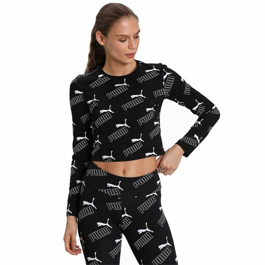 Dames-T-Shirt met Korte Mouwen Puma Amplified AOP LS Fitted  Zwart