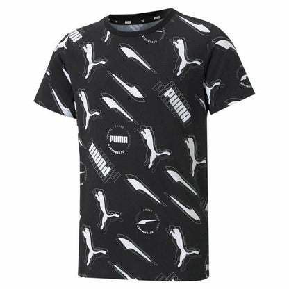 T-Shirt met Korte Mouwen voor kinderen Puma AOP Zwart