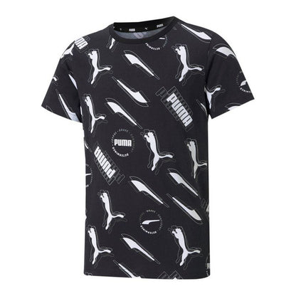 T-Shirt met Korte Mouwen voor kinderen Puma AOP Zwart