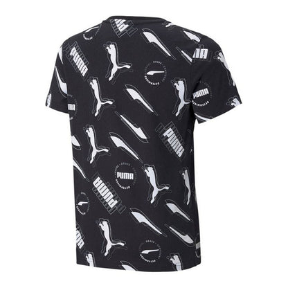 T-Shirt met Korte Mouwen voor kinderen Puma AOP Zwart