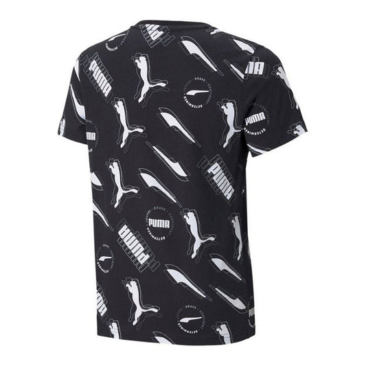 T-Shirt met Korte Mouwen voor kinderen Puma AOP Zwart