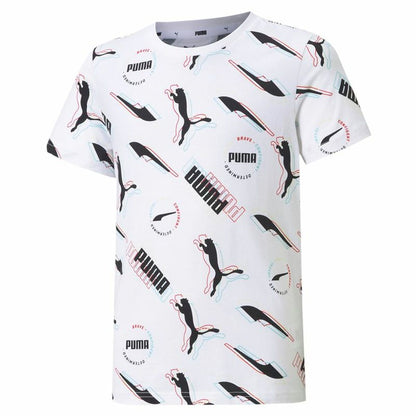 T-Shirt met Korte Mouwen voor kinderen Puma AOP Wit