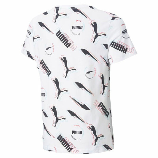 T-Shirt met Korte Mouwen voor kinderen Puma AOP Wit