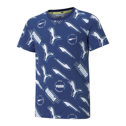T-Shirt met Korte Mouwen voor kinderen Puma AOP Donkerblauw