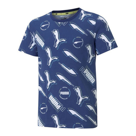 T-Shirt met Korte Mouwen voor kinderen Puma AOP Donkerblauw