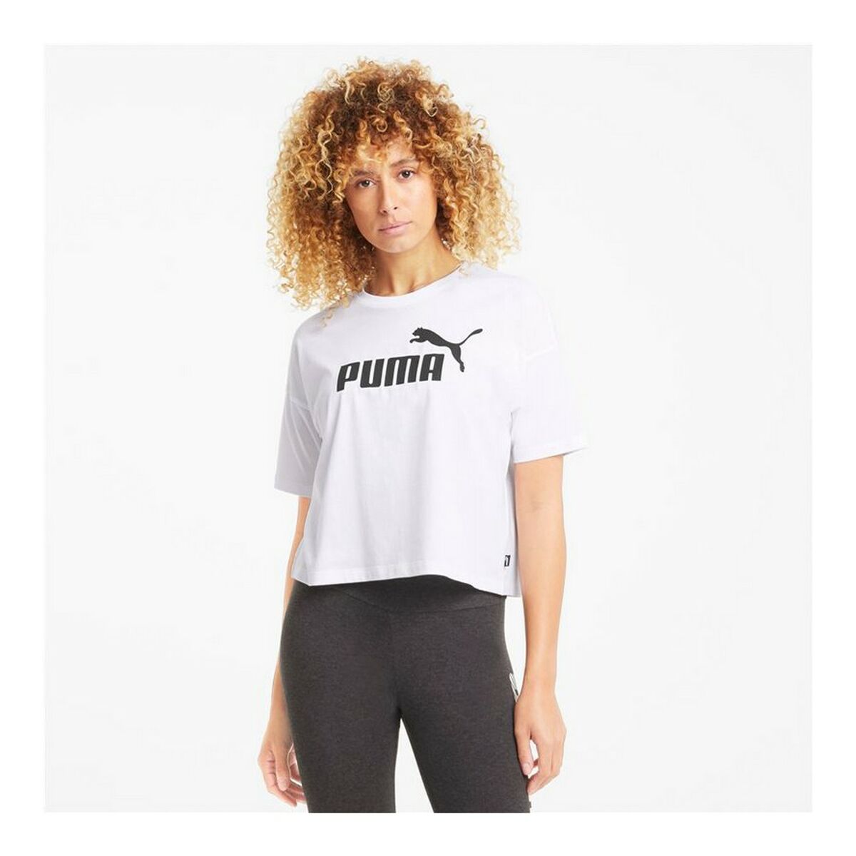 Dames-T-Shirt met Korte Mouwen Puma Essentials Wit
