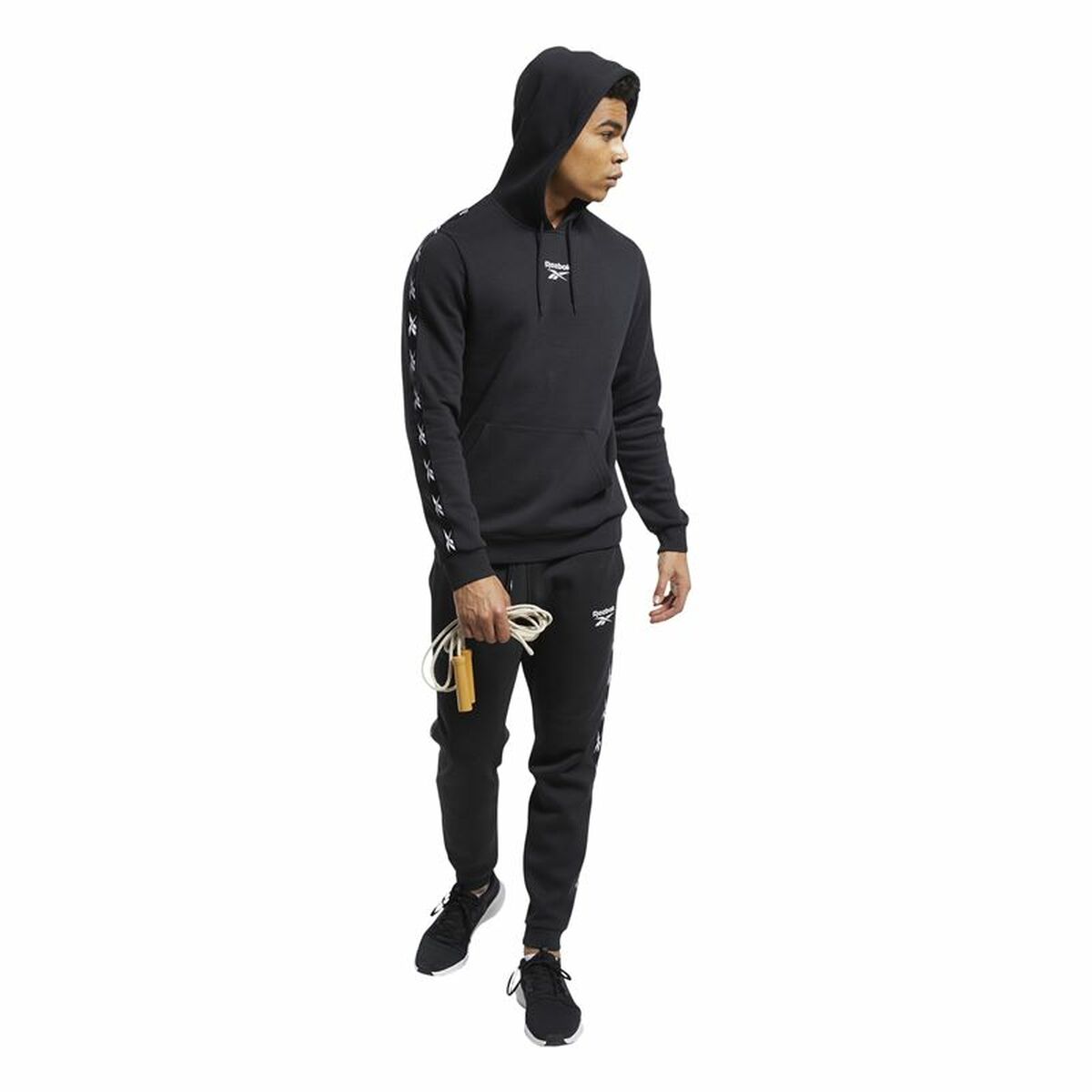 Herenhoodie Reebok Essentials Tape Zwart