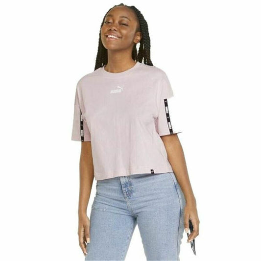 Dames-T-Shirt met Korte Mouwen Puma Power Tape Cropped Roze