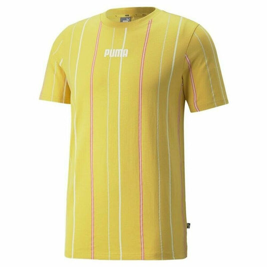 Heren-T-Shirt met Korte Mouwen Puma Modern Basics Stripe M Geel