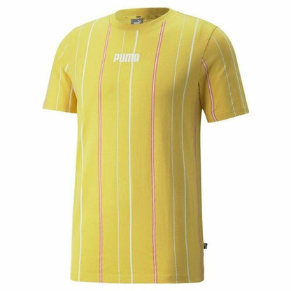 Heren-T-Shirt met Korte Mouwen Puma Modern Basics Stripe M Geel