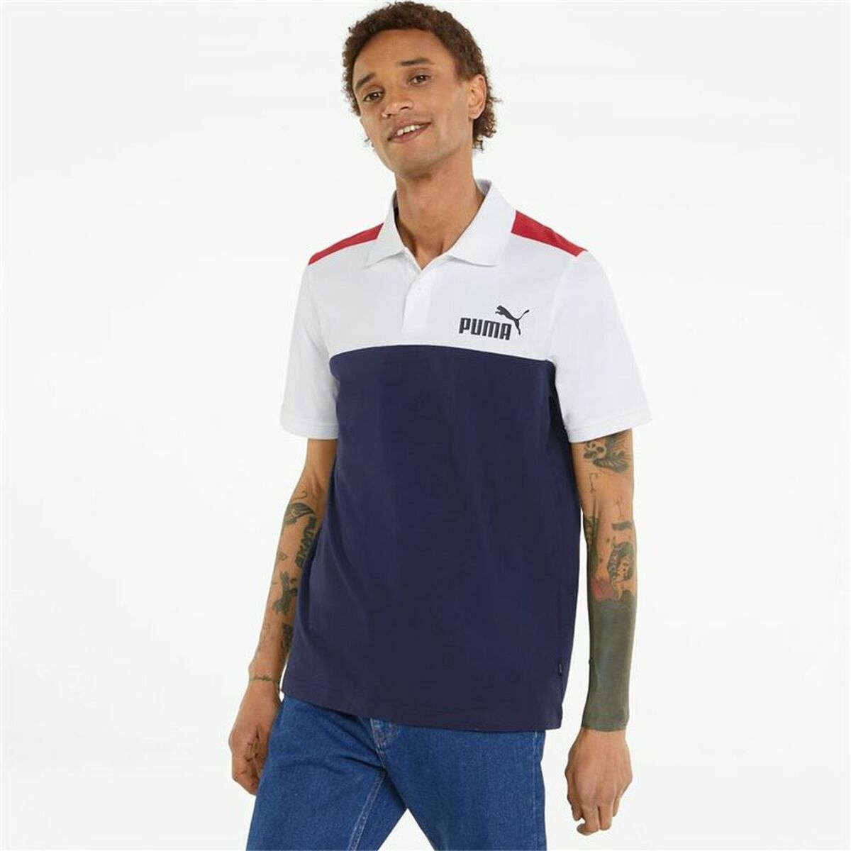 Heren-T-Shirt met Korte Mouwen Puma Essentials+ Block M