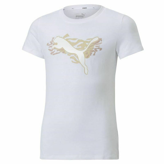 T-Shirt met Korte Mouwen voor kinderen Puma Alpha Wit