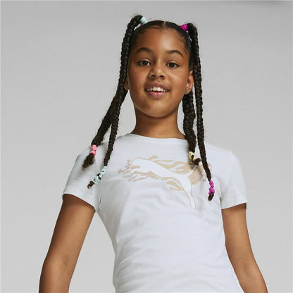 T-Shirt met Korte Mouwen voor kinderen Puma Alpha Wit