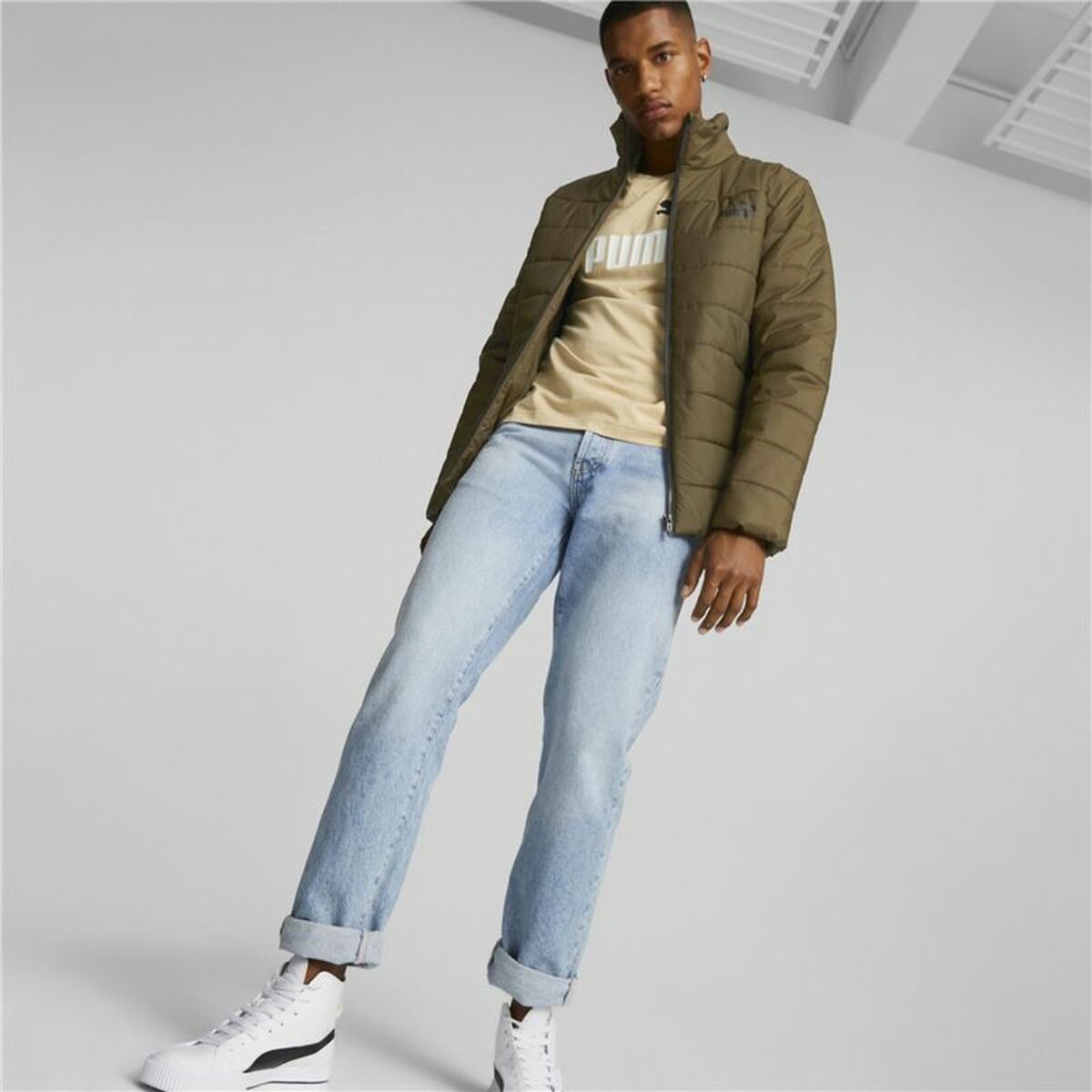 Heren Sportjas Puma  Essentials+ Padded Olijf