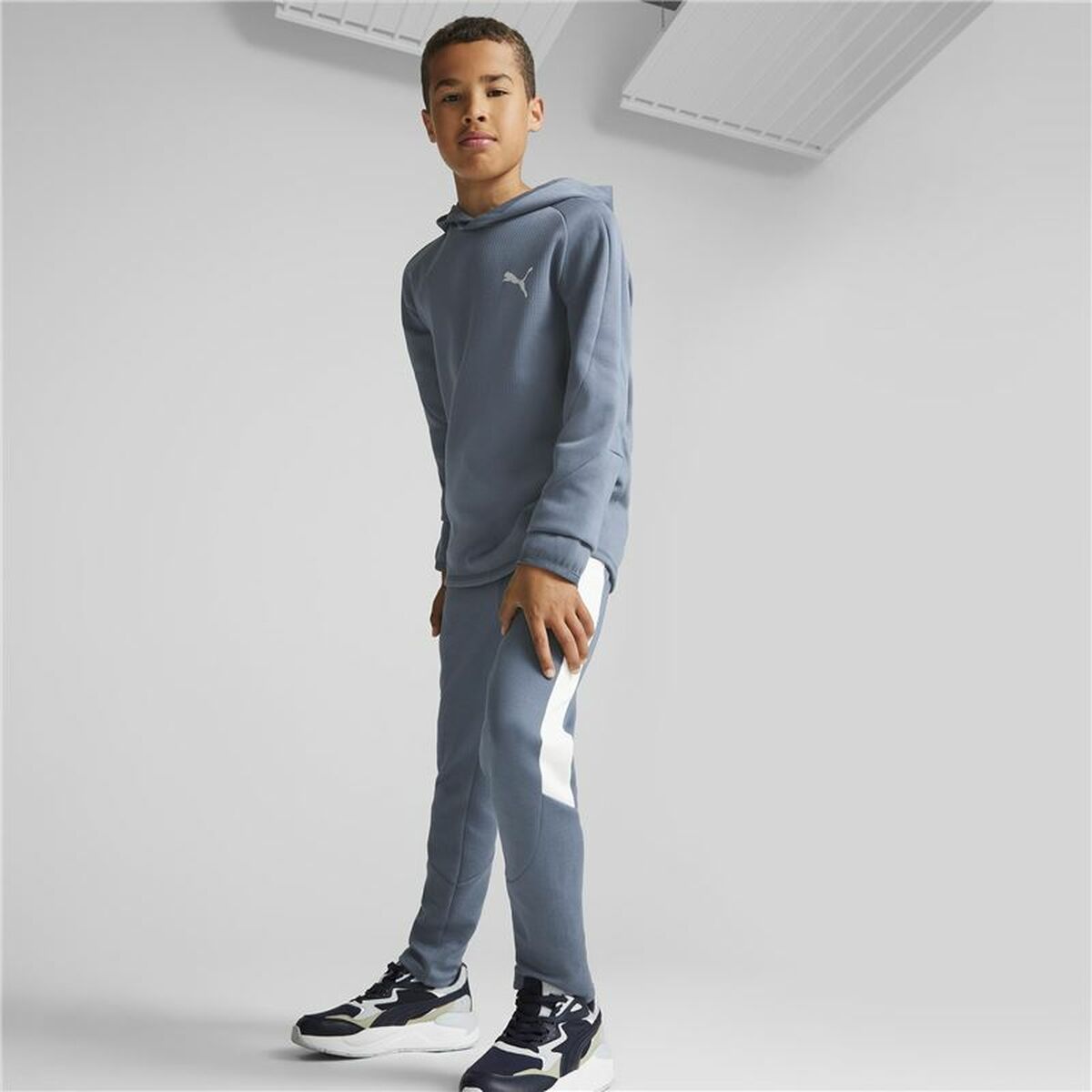 Uniseks Hoodie Puma Evostripe Youth Blauw