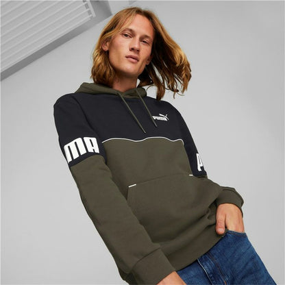 Herensweater zonder Capuchon Puma Power Colorblock Groen Zwart