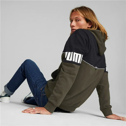 Herensweater zonder Capuchon Puma Power Colorblock Groen Zwart
