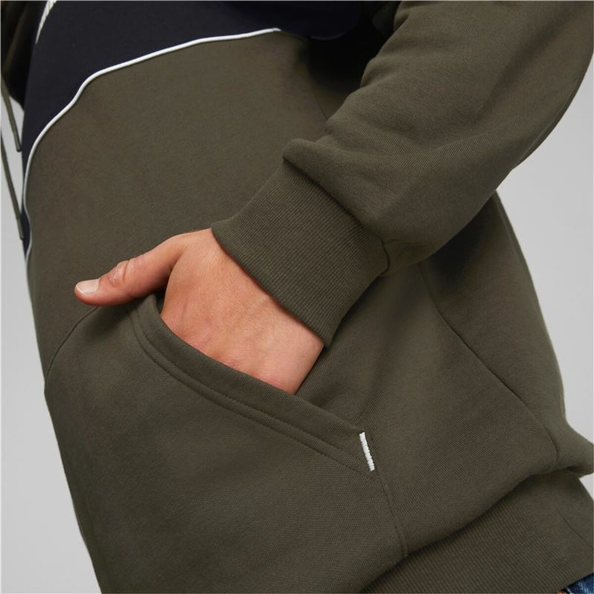 Herensweater zonder Capuchon Puma Power Colorblock Groen Zwart