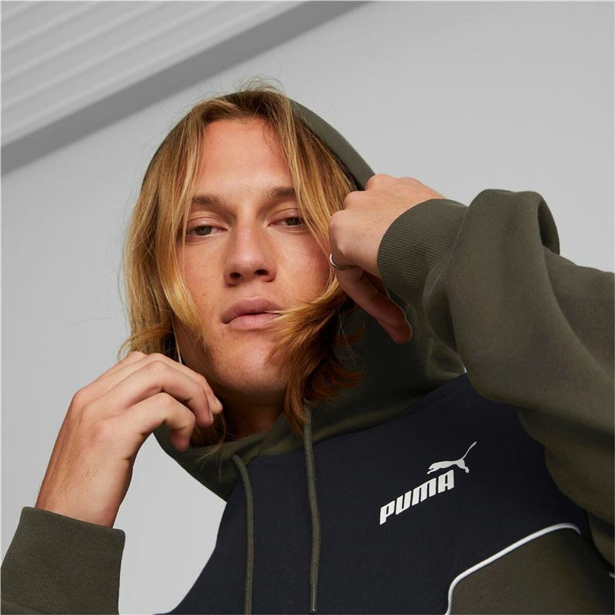 Herensweater zonder Capuchon Puma Power Colorblock Groen Zwart