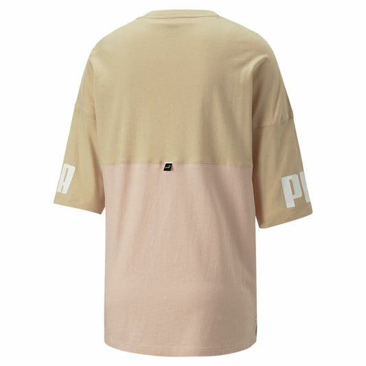 Dames-T-Shirt met Korte Mouwen Puma Colorblock Beige