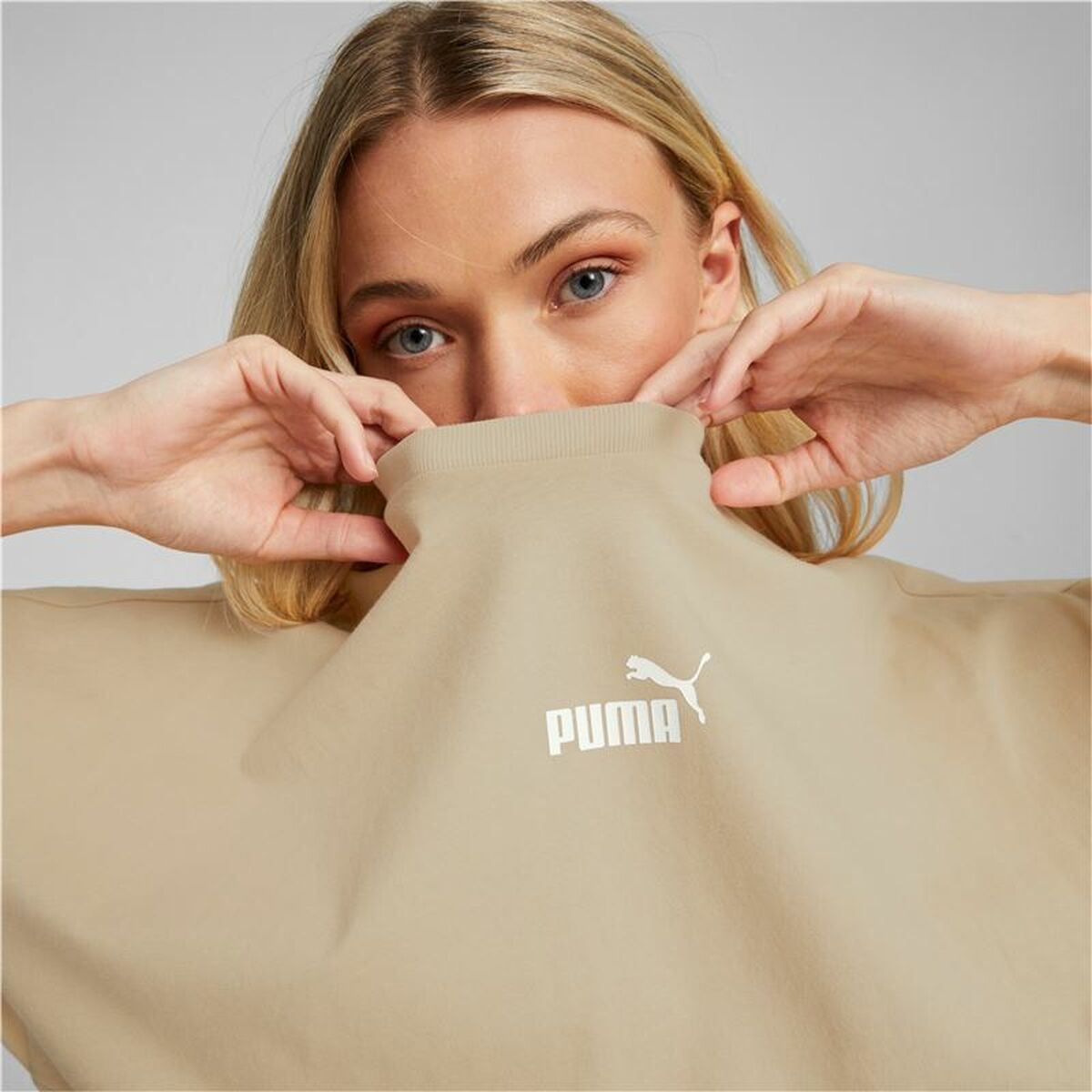 Dames-T-Shirt met Korte Mouwen Puma Colorblock Beige
