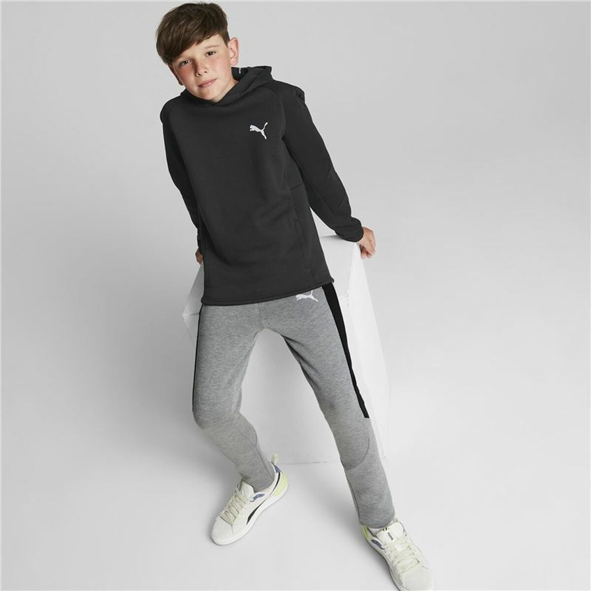 Uniseks Hoodie Puma Evostripe Youth Zwart