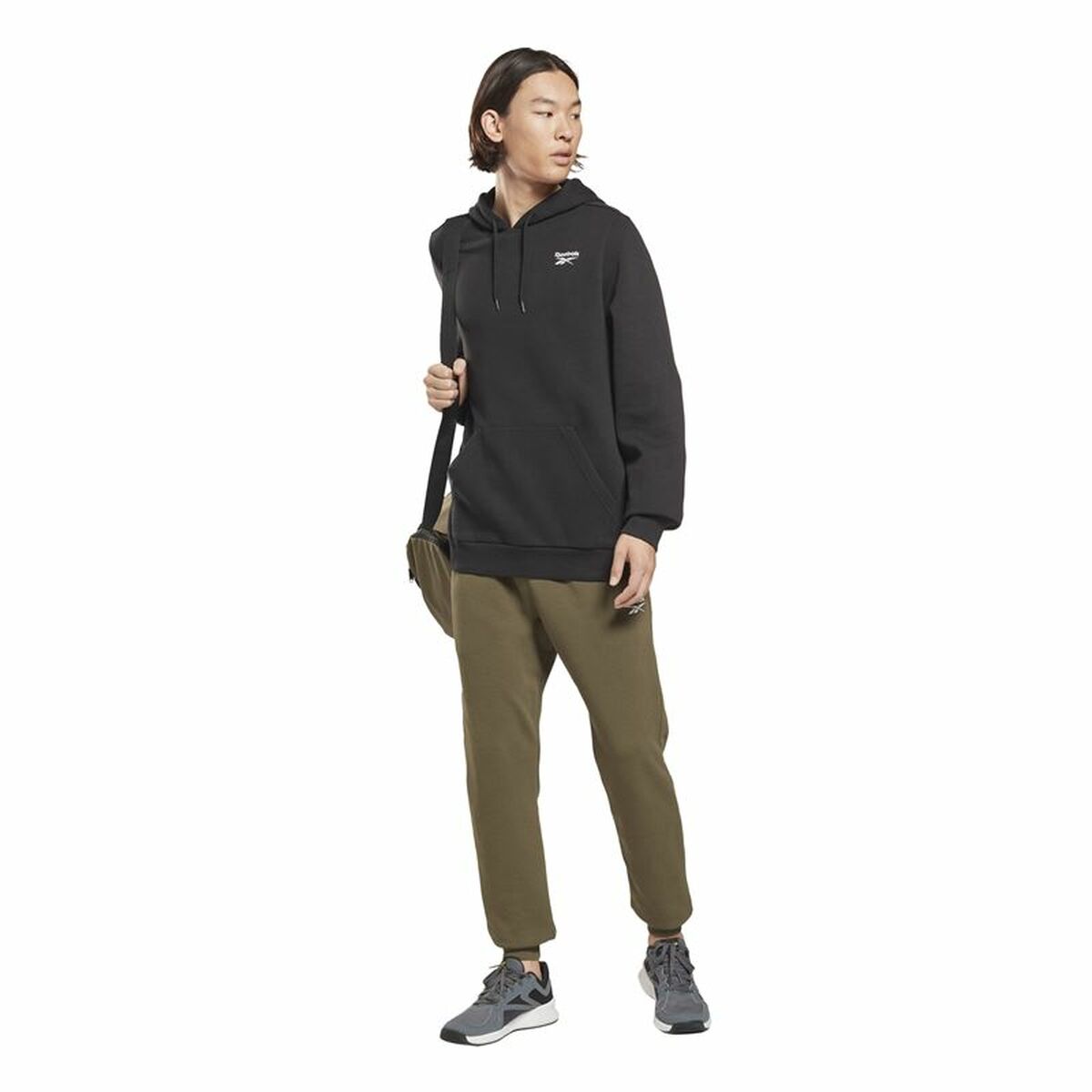 Herenhoodie Reebok Left Chest Logo Zwart