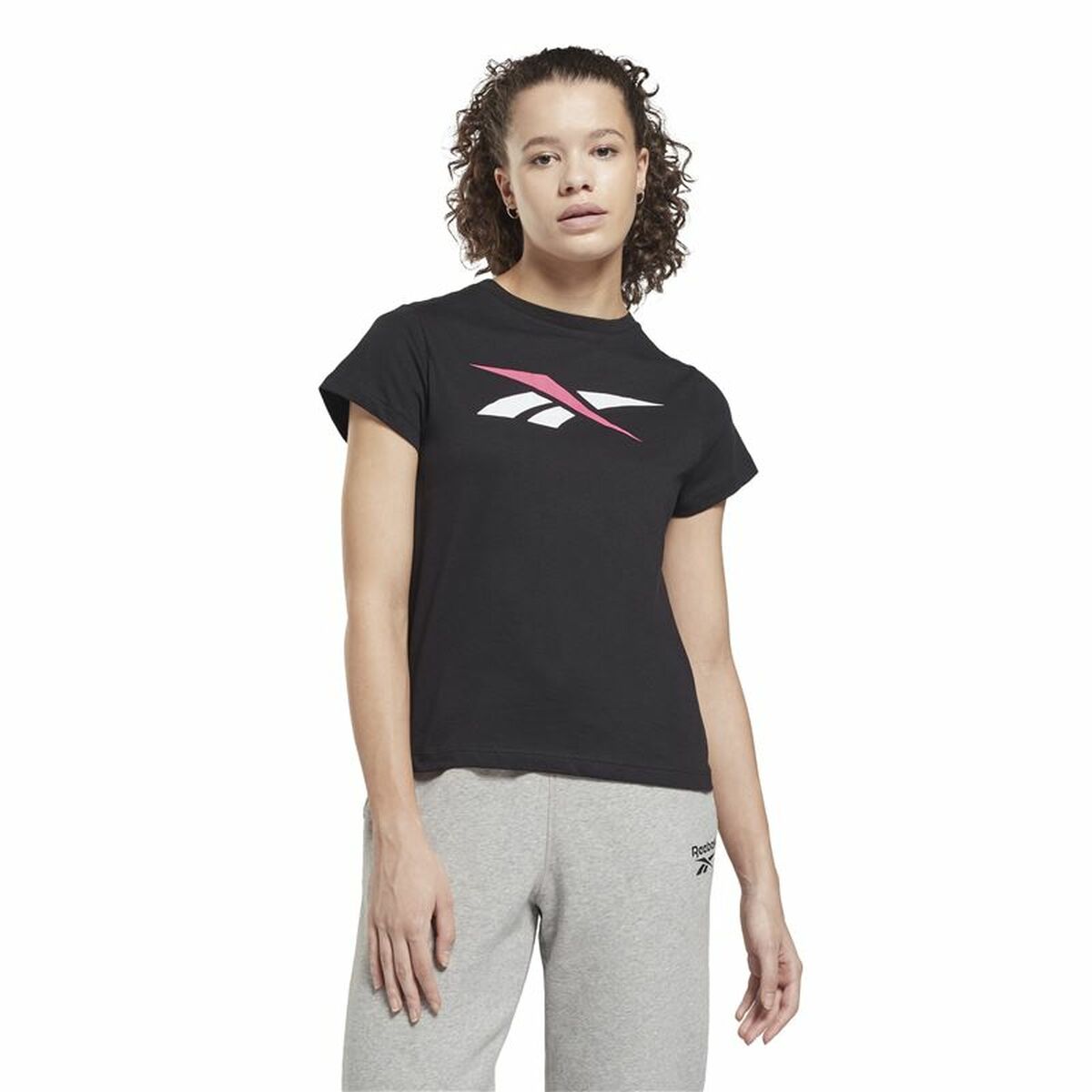 Dames-T-Shirt met Korte Mouwen Reebok Vector Zwart