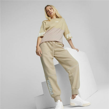 Volwassenen Trainingbroek Puma Colorblock  Beige Vrouw