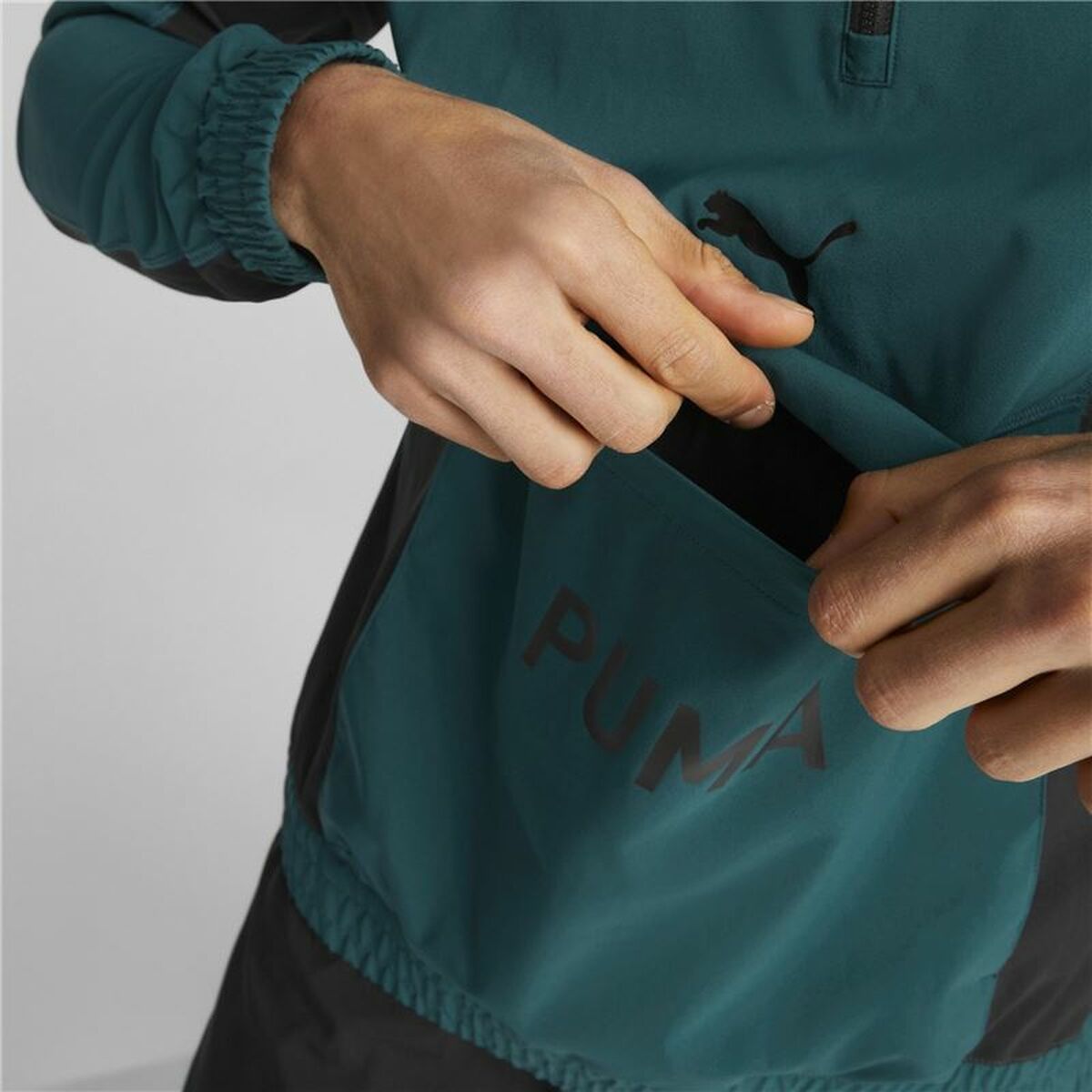 Herensweater zonder Capuchon Puma Fit Woven Training Groen